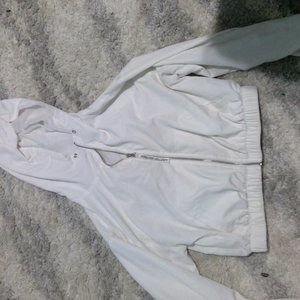 Silk white cropped zip up jacket (limited edition! )